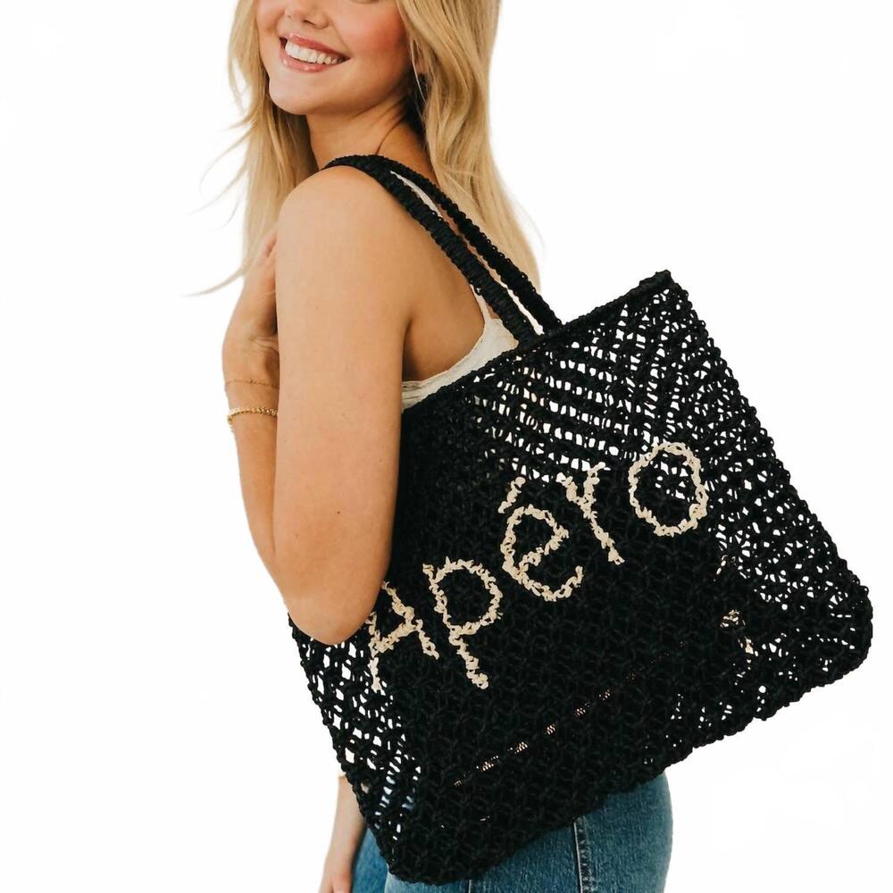 NEW PRETTY SIMPLE women's sandbar carryall summer tote bag in black (apéro)